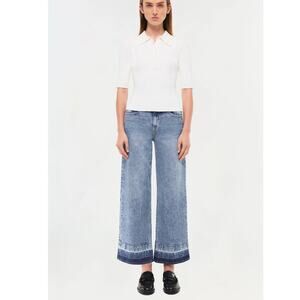 Simkai Jude Wide Leg Denim Jeans Medium Wash Ombre Cuffs USA 29